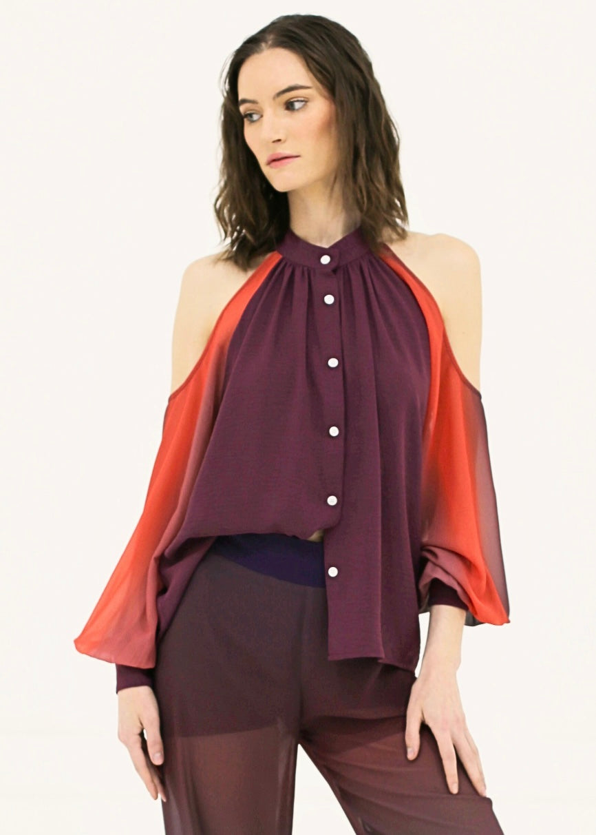Off-Shoulder Gradient Blouse