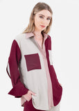 Color Blocking  Pink Shirt