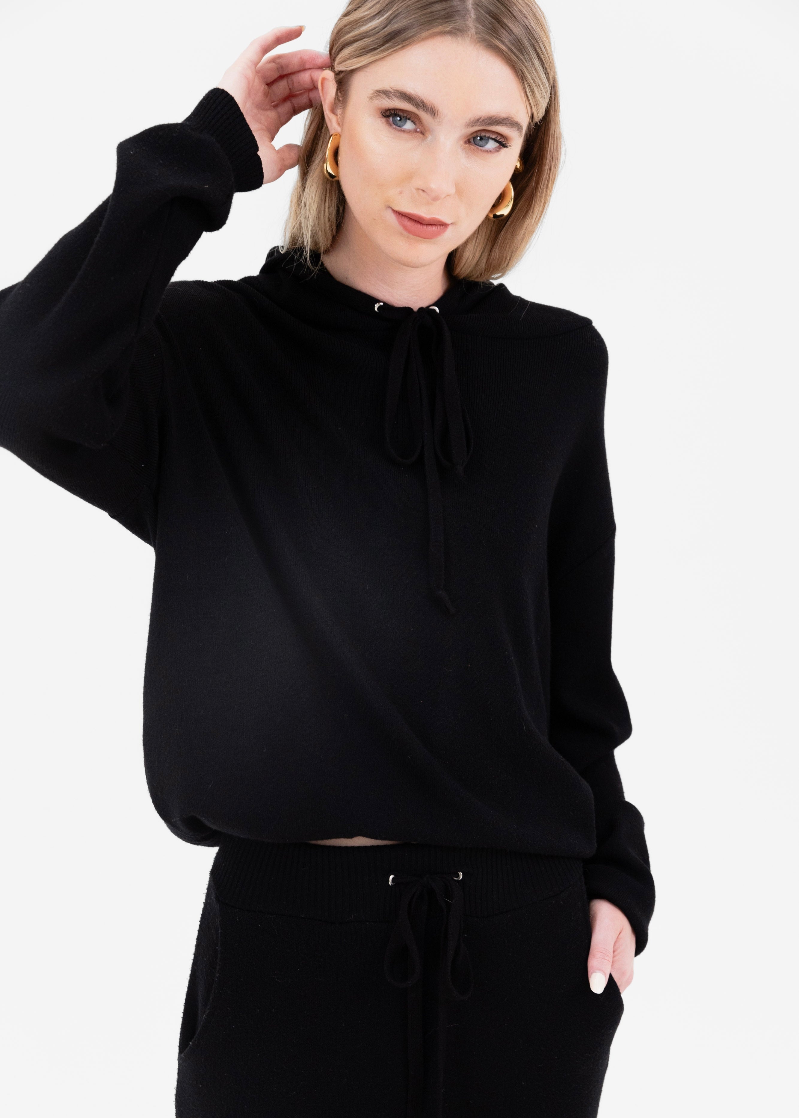 Hoodie Tejido Negro