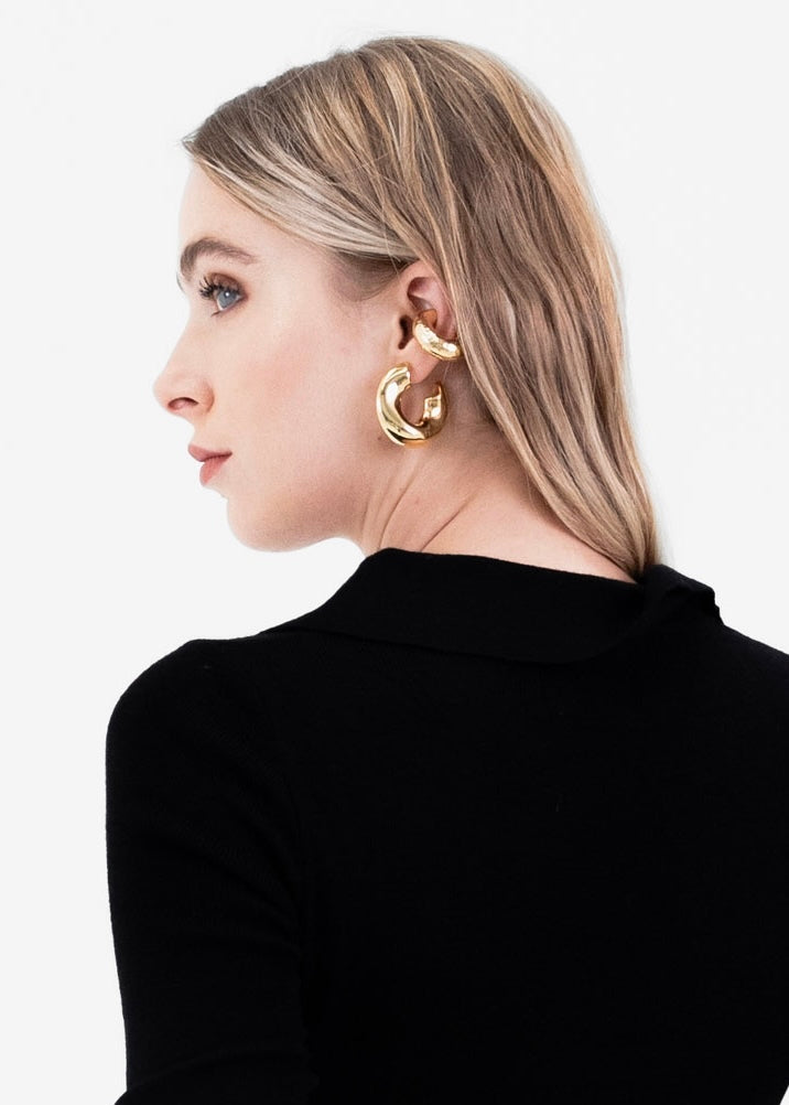 Earcuff Textura Dorada