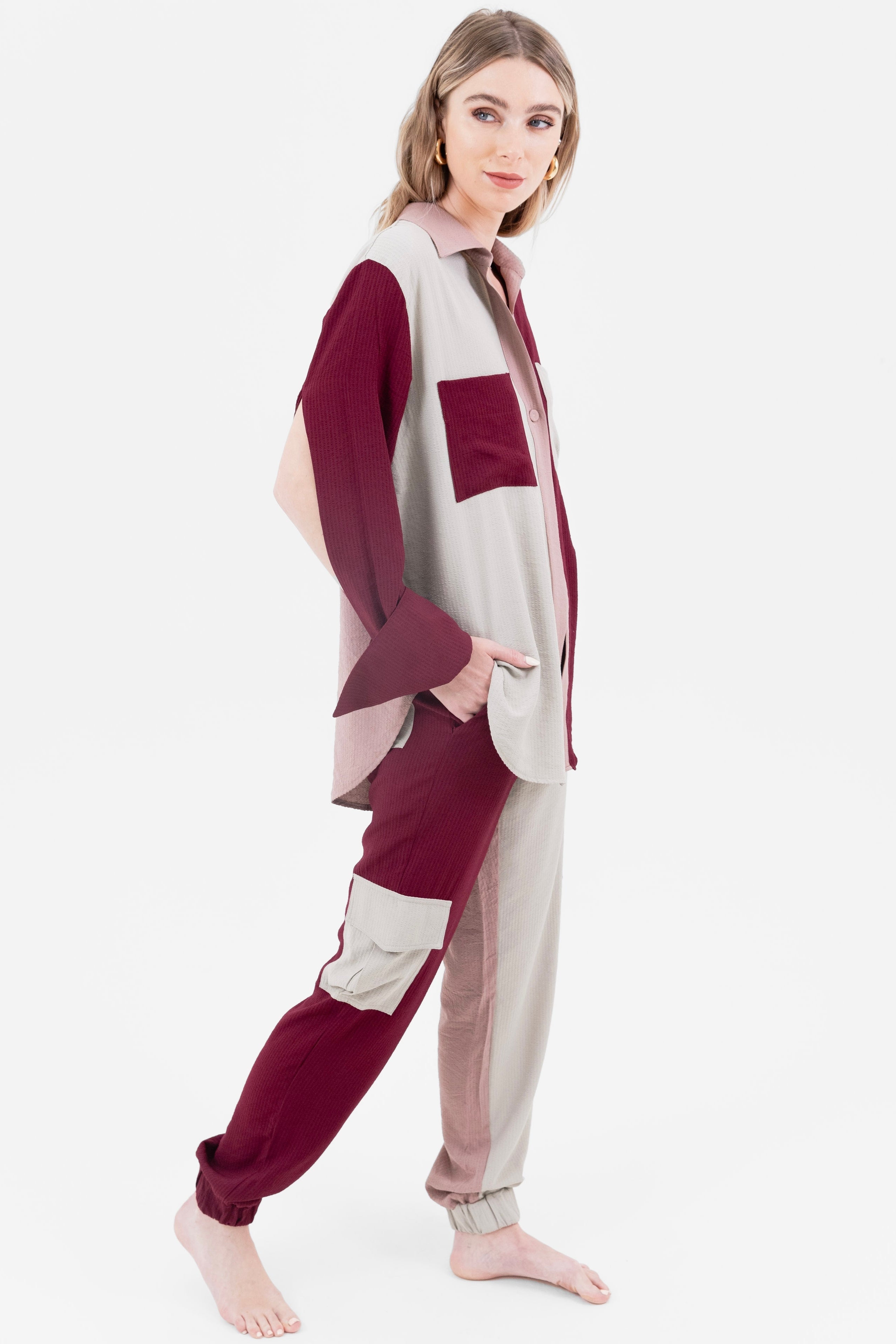 Color Blocking Pink Pants