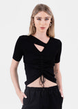Black Ruched Top With Hole