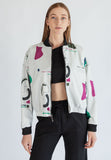 Bomber jacket corta oversized, impermeable y rompevientos, forro de algodon, comoda y facil de usar, con print divertido 